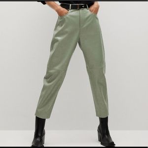 MANGO leather effect high waist pants